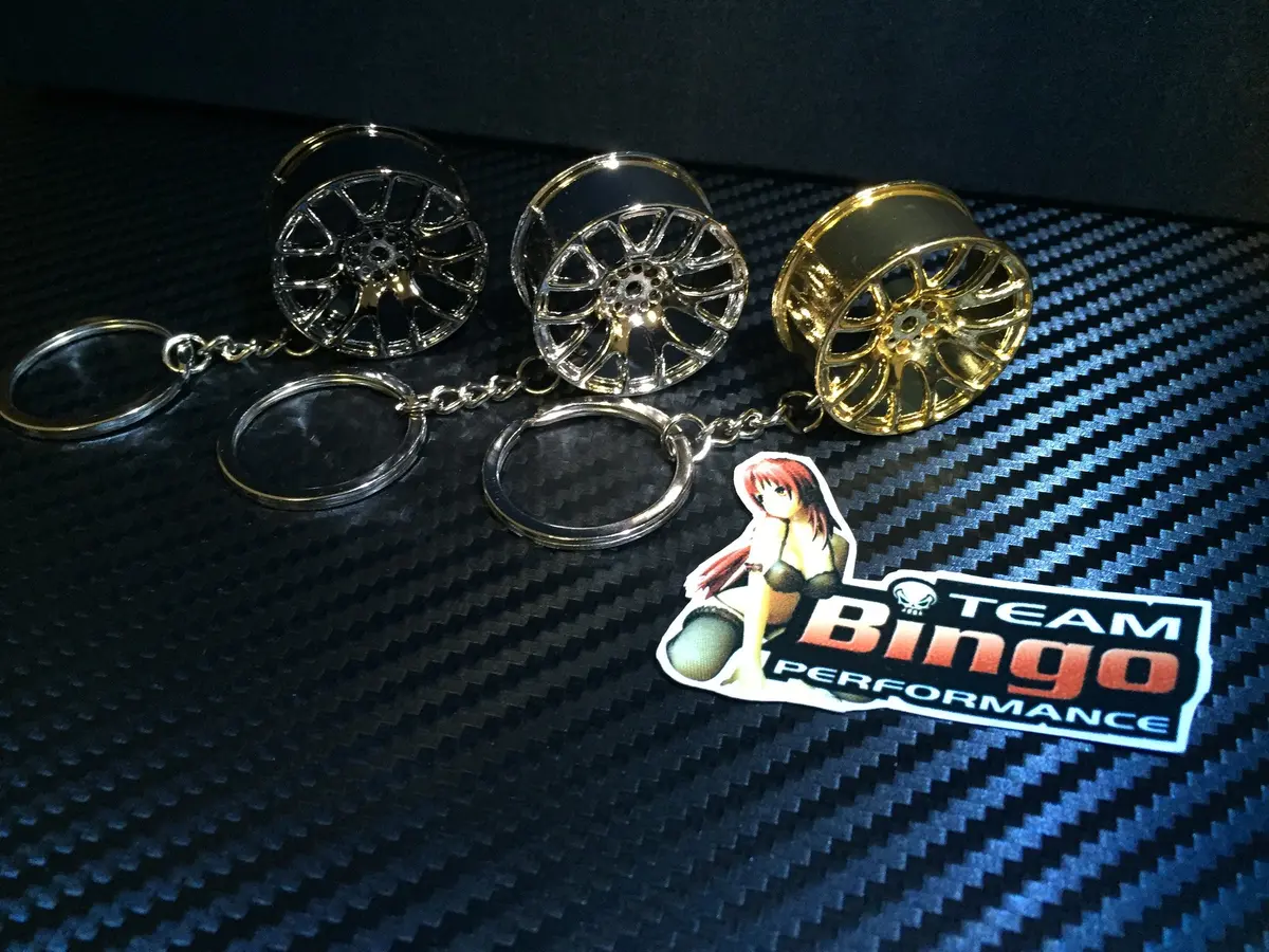 Work Emotions Wheel Key Chain Key Ring Bag Hanger Chrome Finish 1