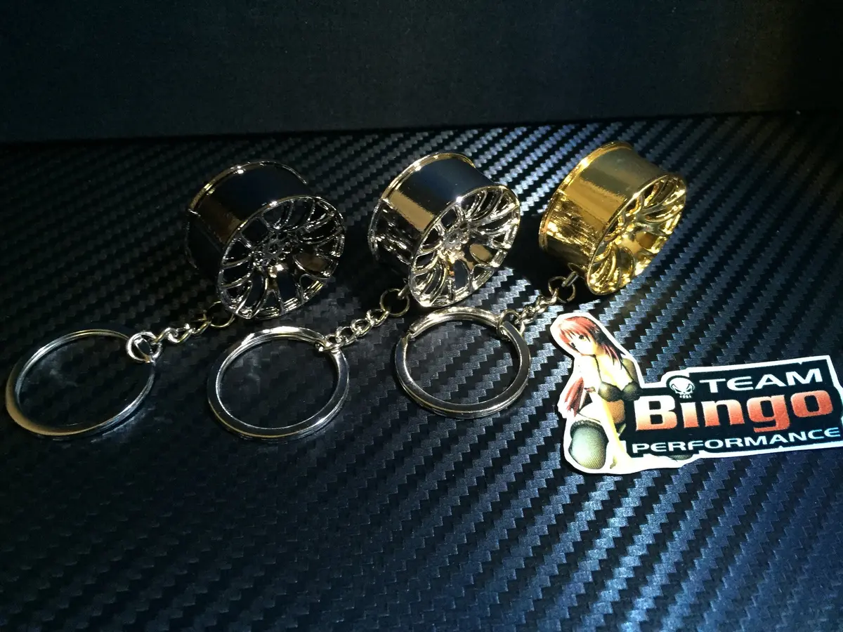 Work Emotions Wheel Key Chain Key Ring Bag Hanger Chrome Finish 2