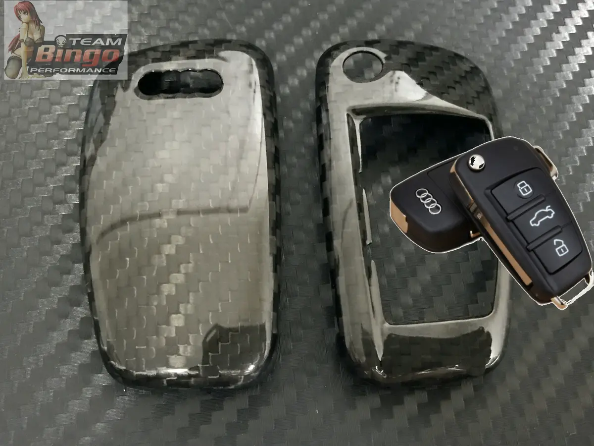 Audi Real Carbon Fiber Key Cover Case Rs3 Rs4 Rs5 Rs6 A4 S3 S4 ( 3 Button ) 1