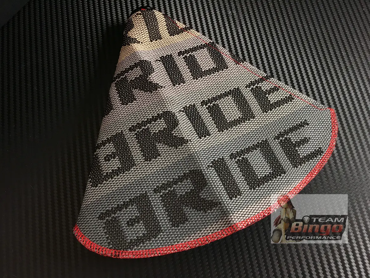 Bride Universal Gear Shifter Boot Grey Gradation & Red With Red Stitch 1