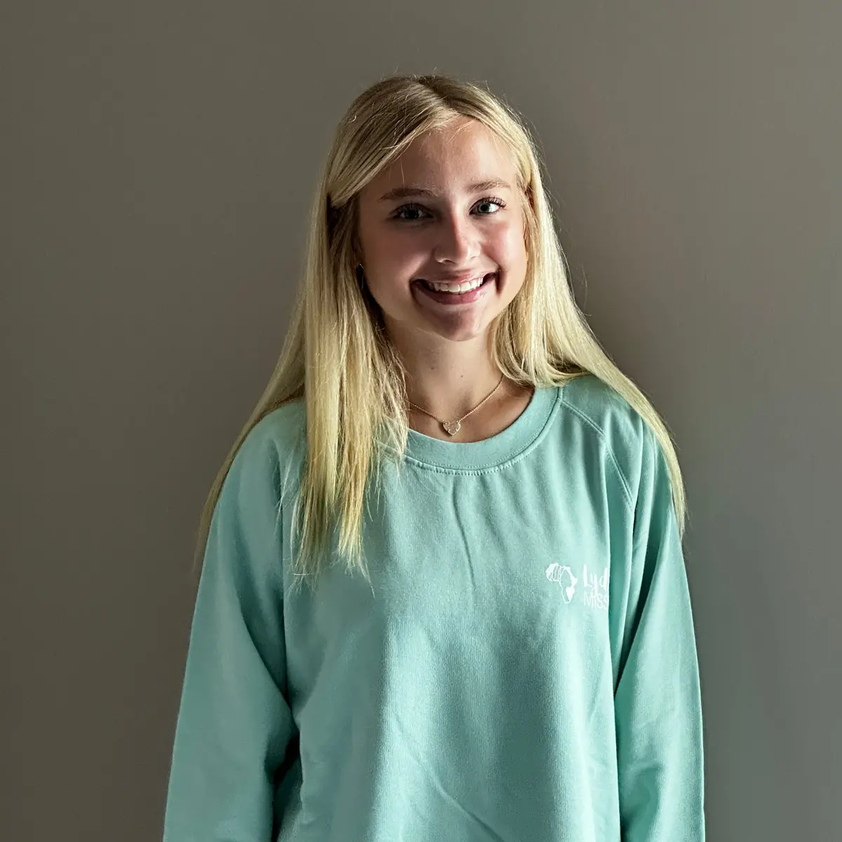 Lydia’S Mission Enza Ladies Pullover Crew In Faded Seaglass 1