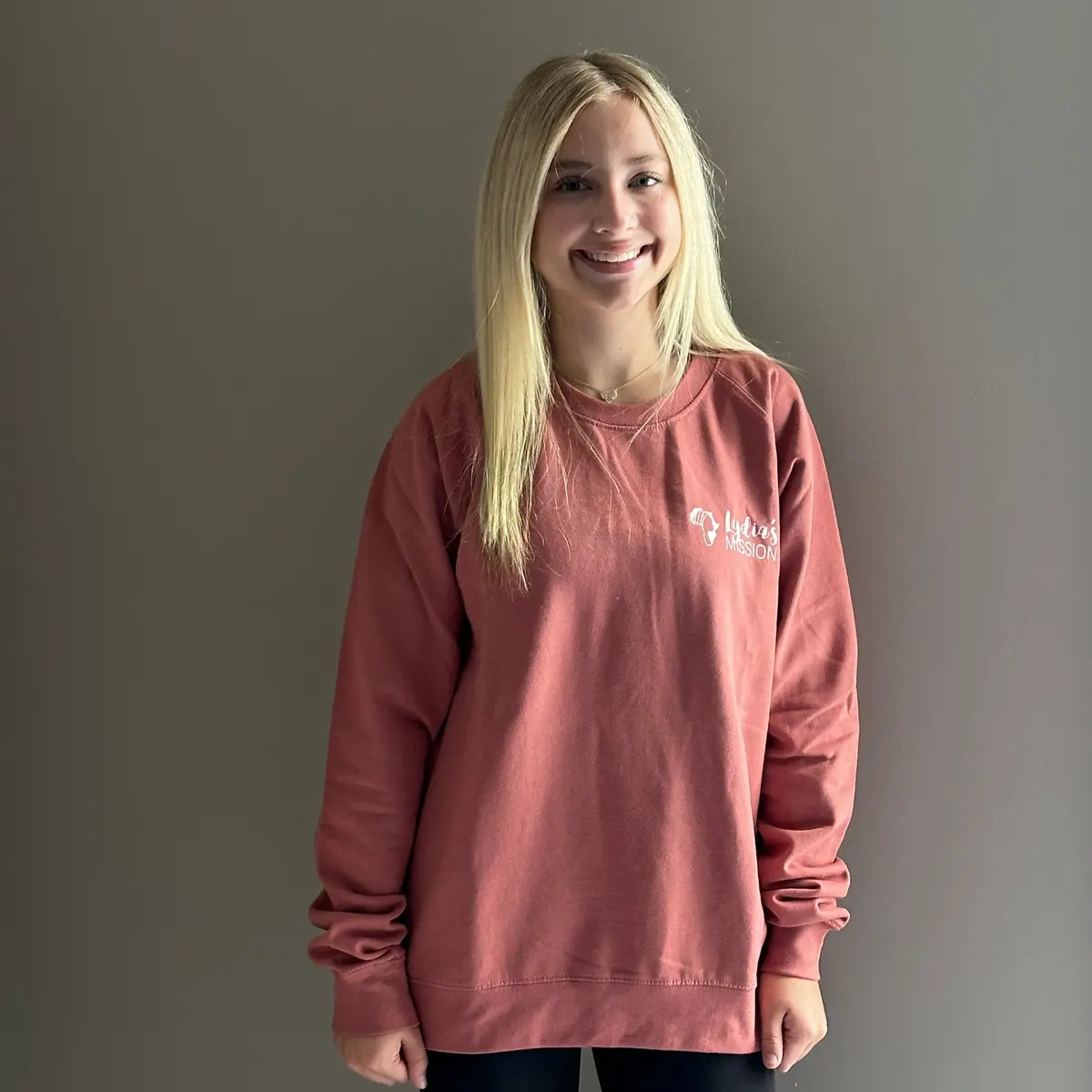 Lydia’S Mission Enza Ladies Pullover Crew In Dusty Rose 1