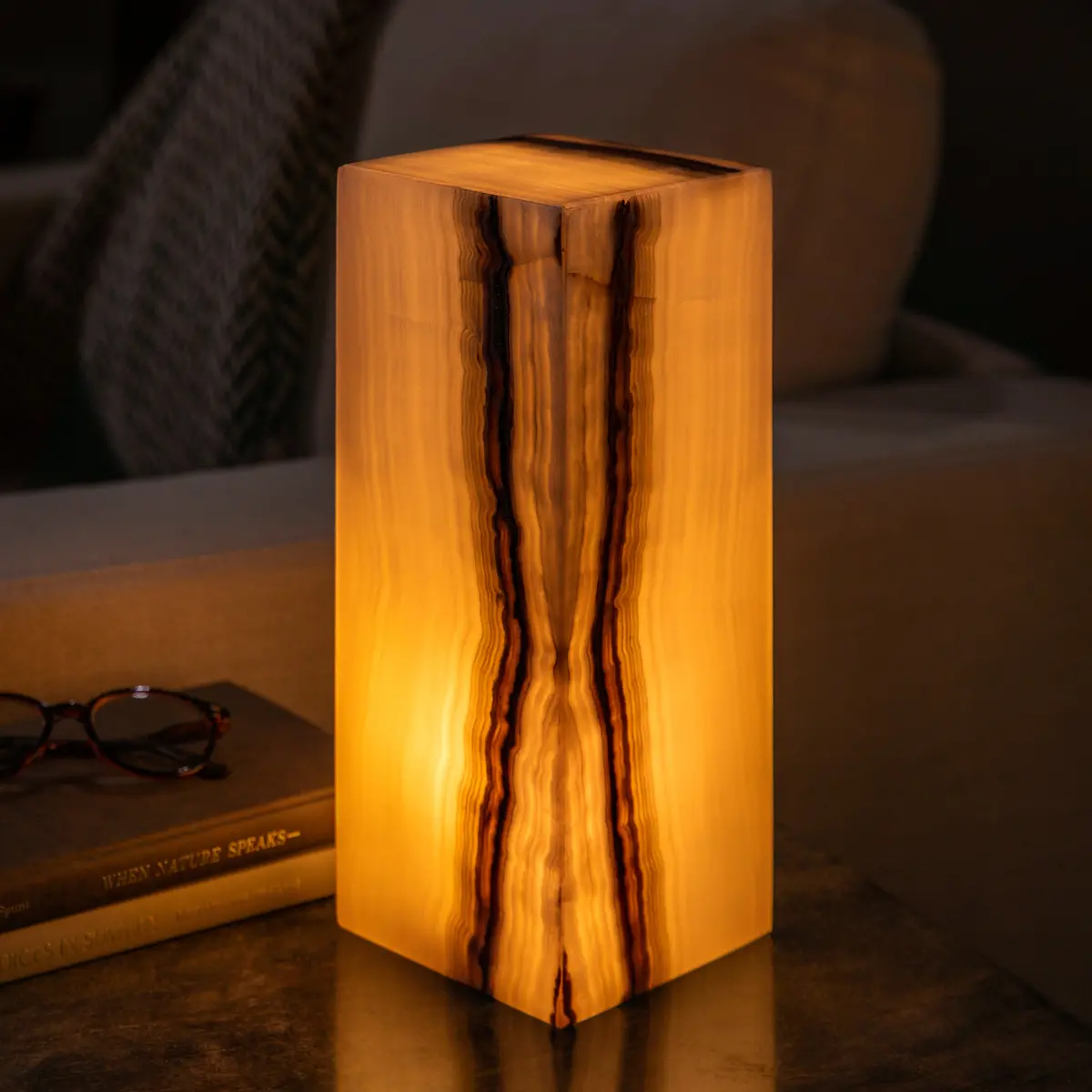 White Onyx Light Tower From Mexico - 12" 1