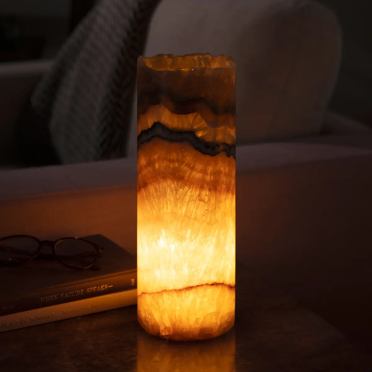 Onyx Cylinder Light Tower From Mexico - 12" 1