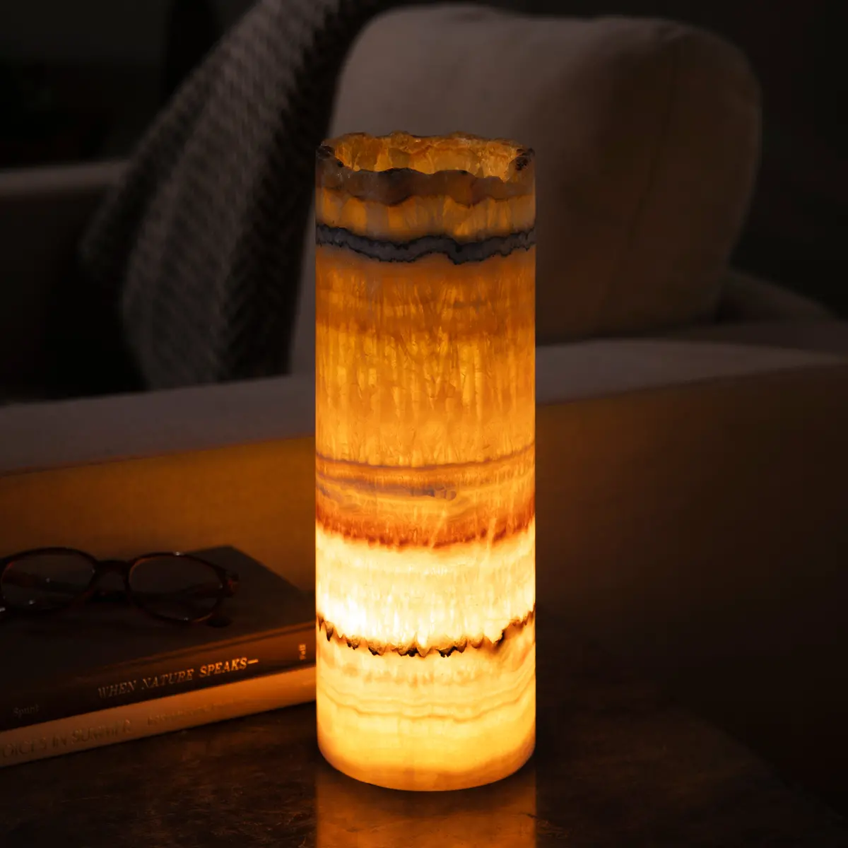 Onyx Cylinder Light Tower From Mexico - 12" 1