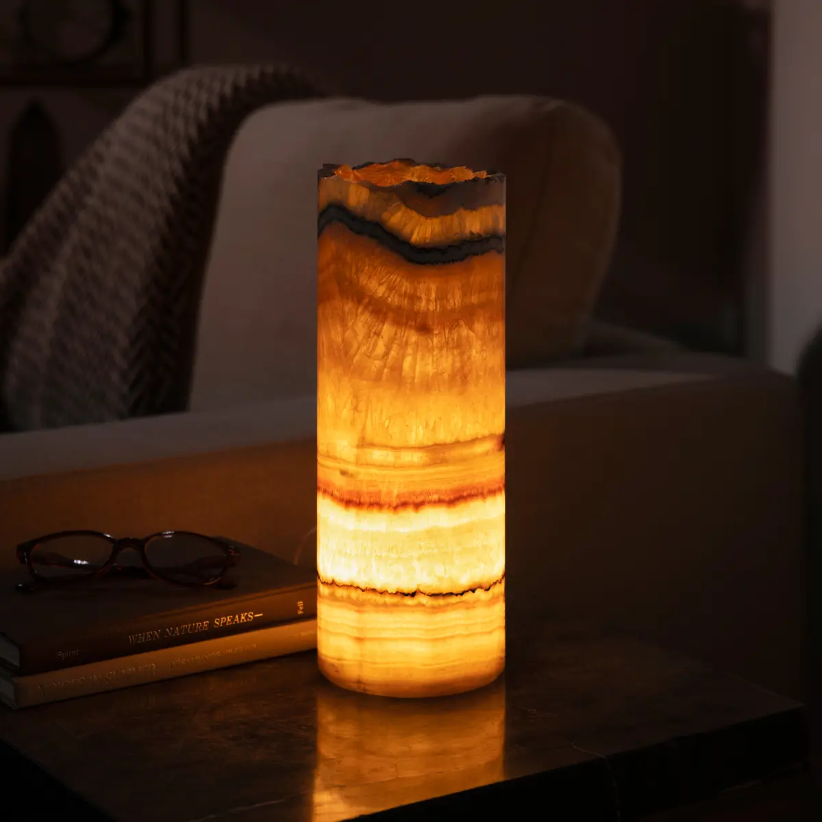 Onyx Cylinder Light Tower From Mexico - 12" 1