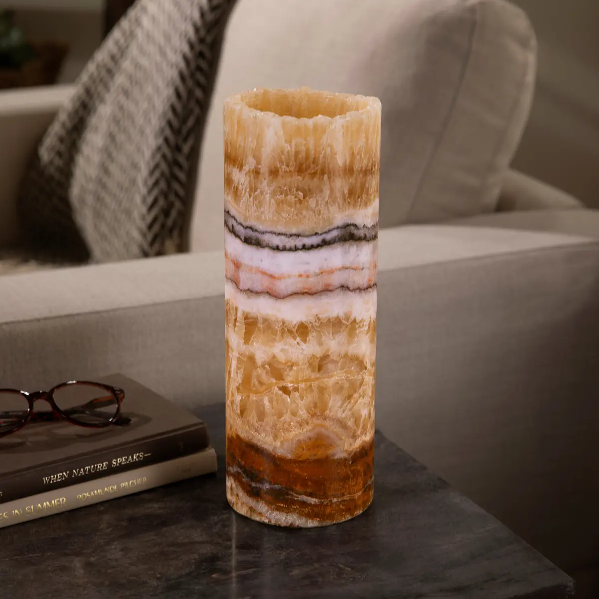 Onyx Cylinder Light Tower From Mexico - 12" 2