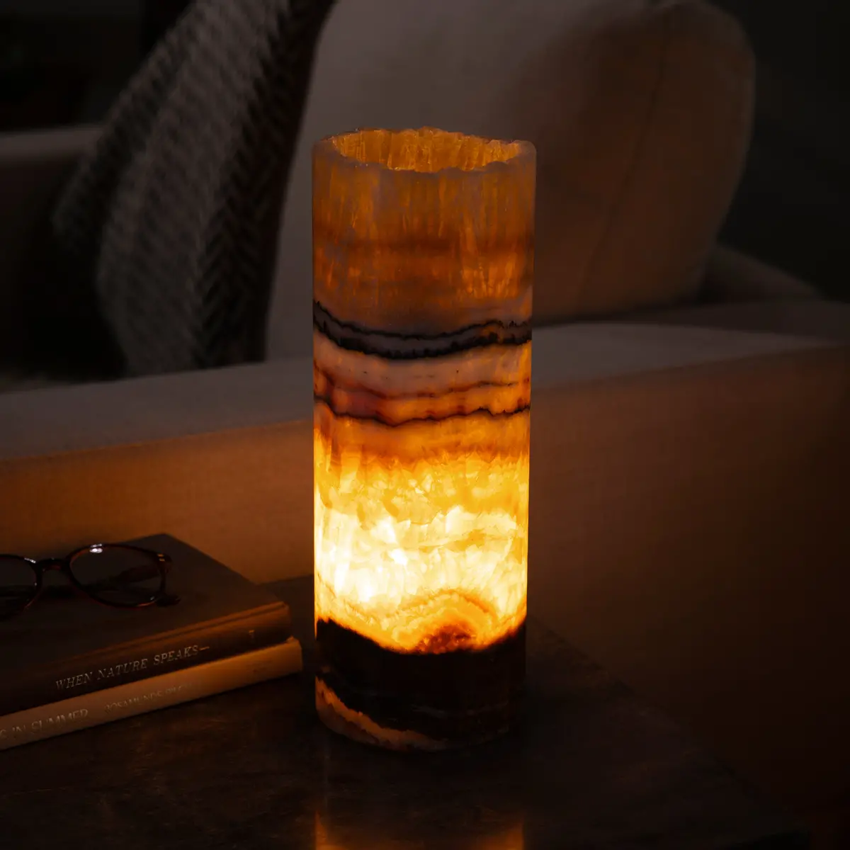 Onyx Cylinder Light Tower From Mexico - 12" 1