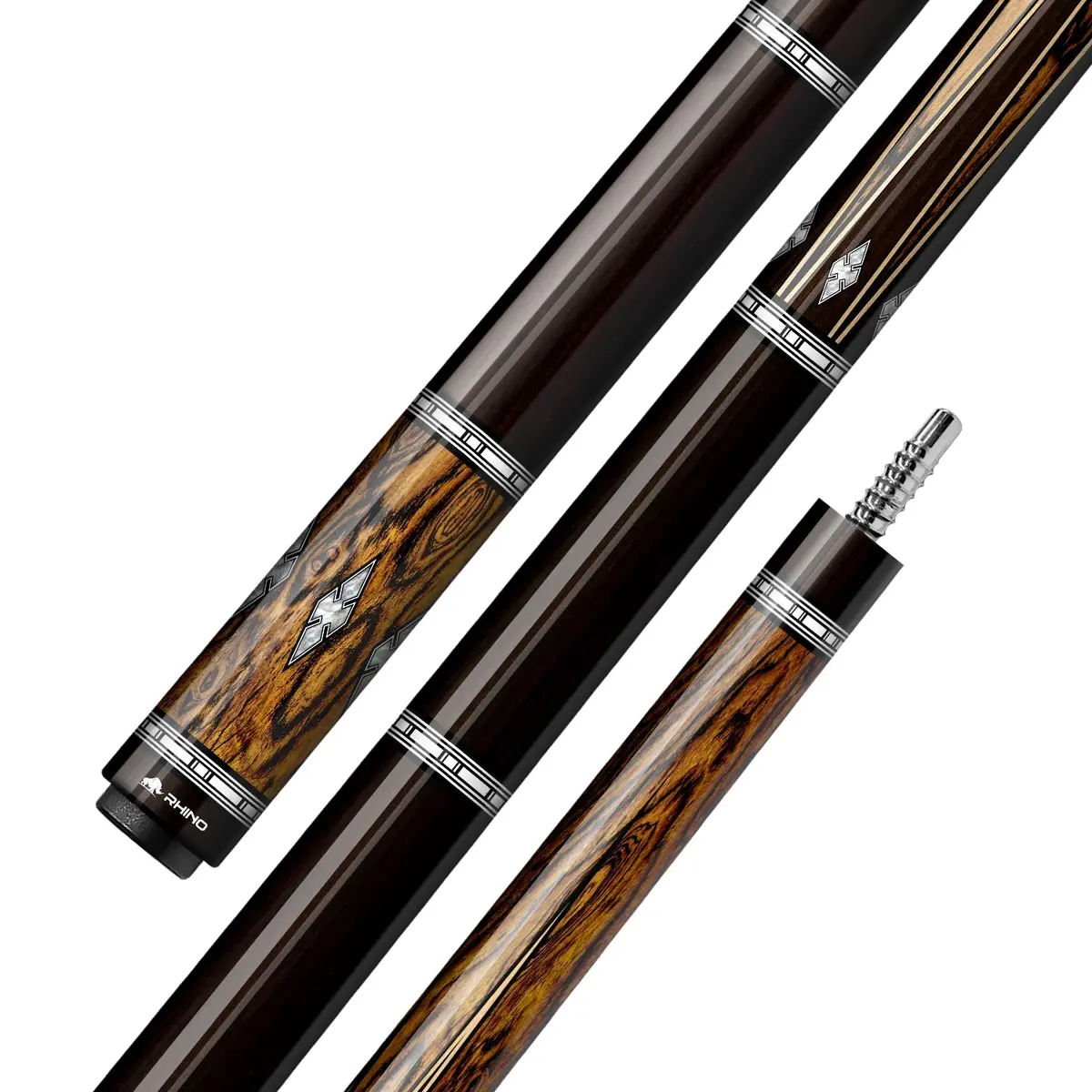 Rhino Must Cue Butt - Mu2 Bocote Ebony Diamond 1