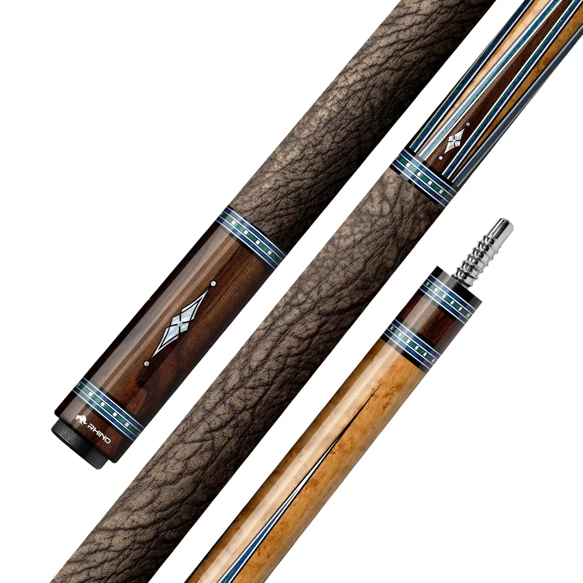 Rhino Must Cue Butt - Mu5 Maple Azure Inlay 1