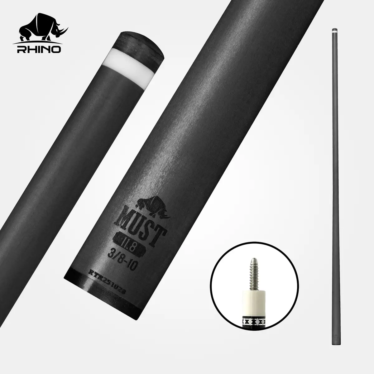 Rhino Must 30" / 3/8-10 Pro Carbon Pool Cue Single Shaft 1