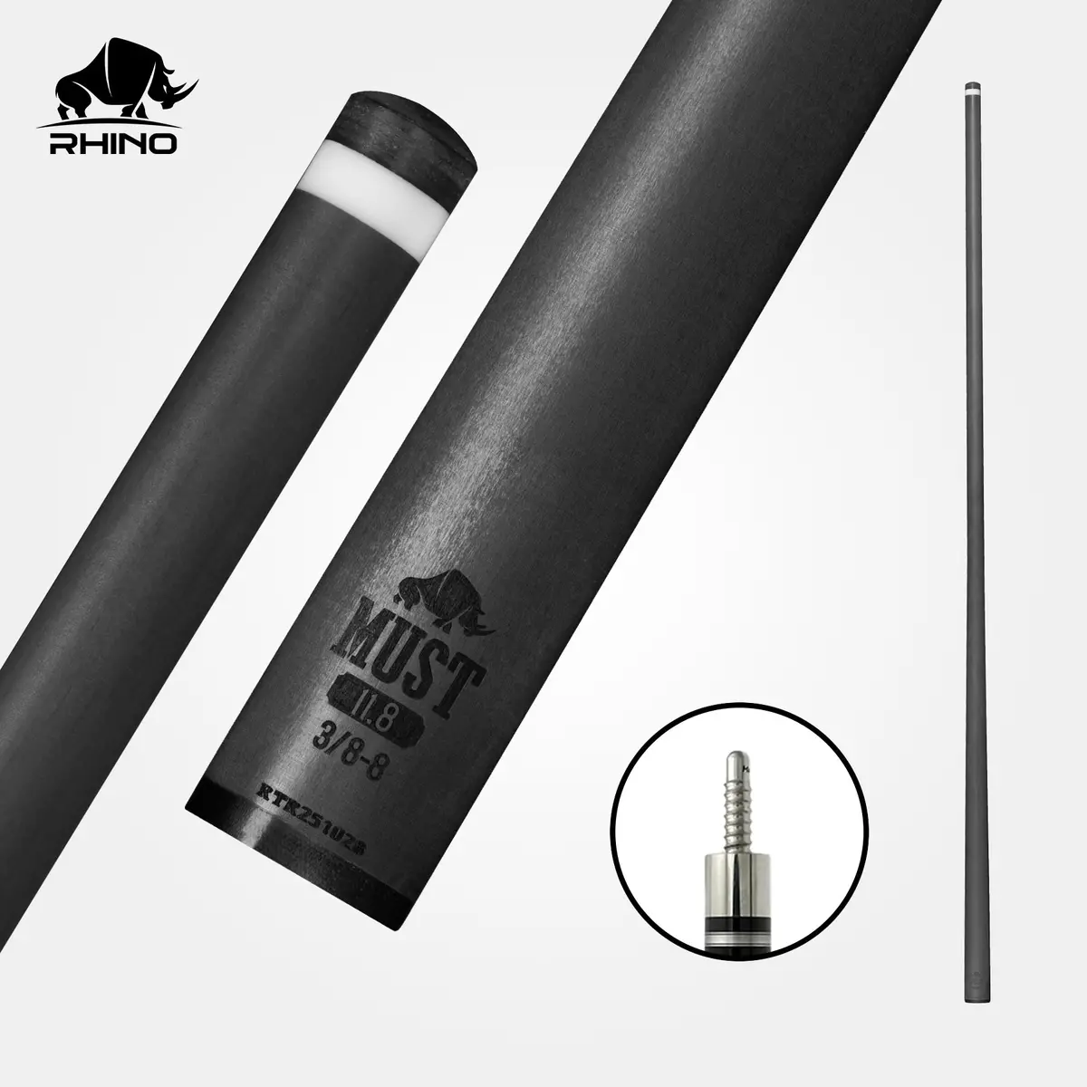 Rhino Must 30" / 3/8-8 Pro Carbon Pool Cue Single Shaft 1