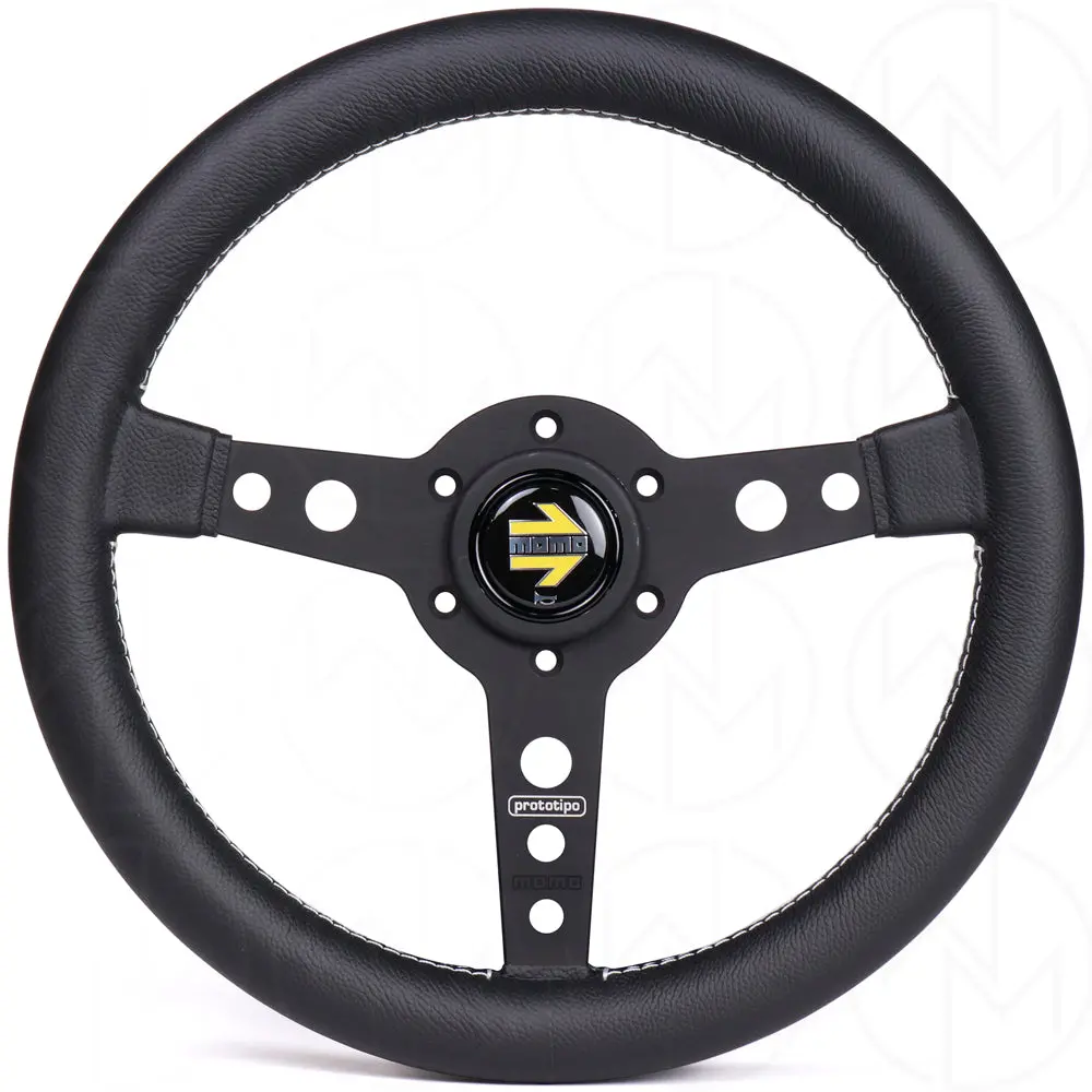 Momo Prototipo Steering Wheel - 320Mm Leather W/Black Spokes 1