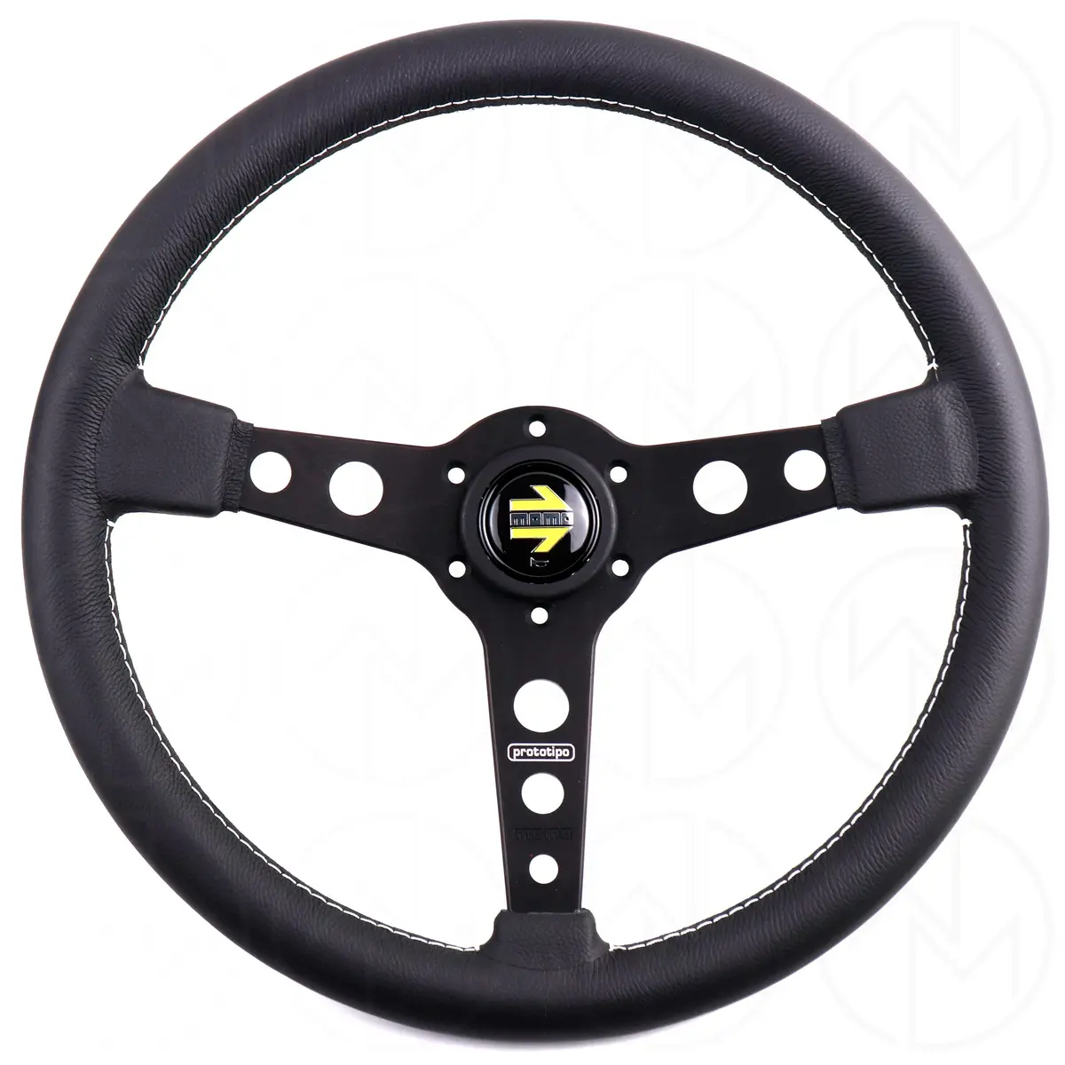 Momo Prototipo Steering Wheel - 370Mm Leather W/Black Spokes 1