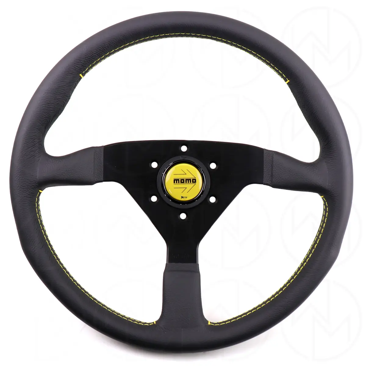 Momo Monte Carlo Steering Wheel - 350Mm Leather W/Yellow Stitch 1