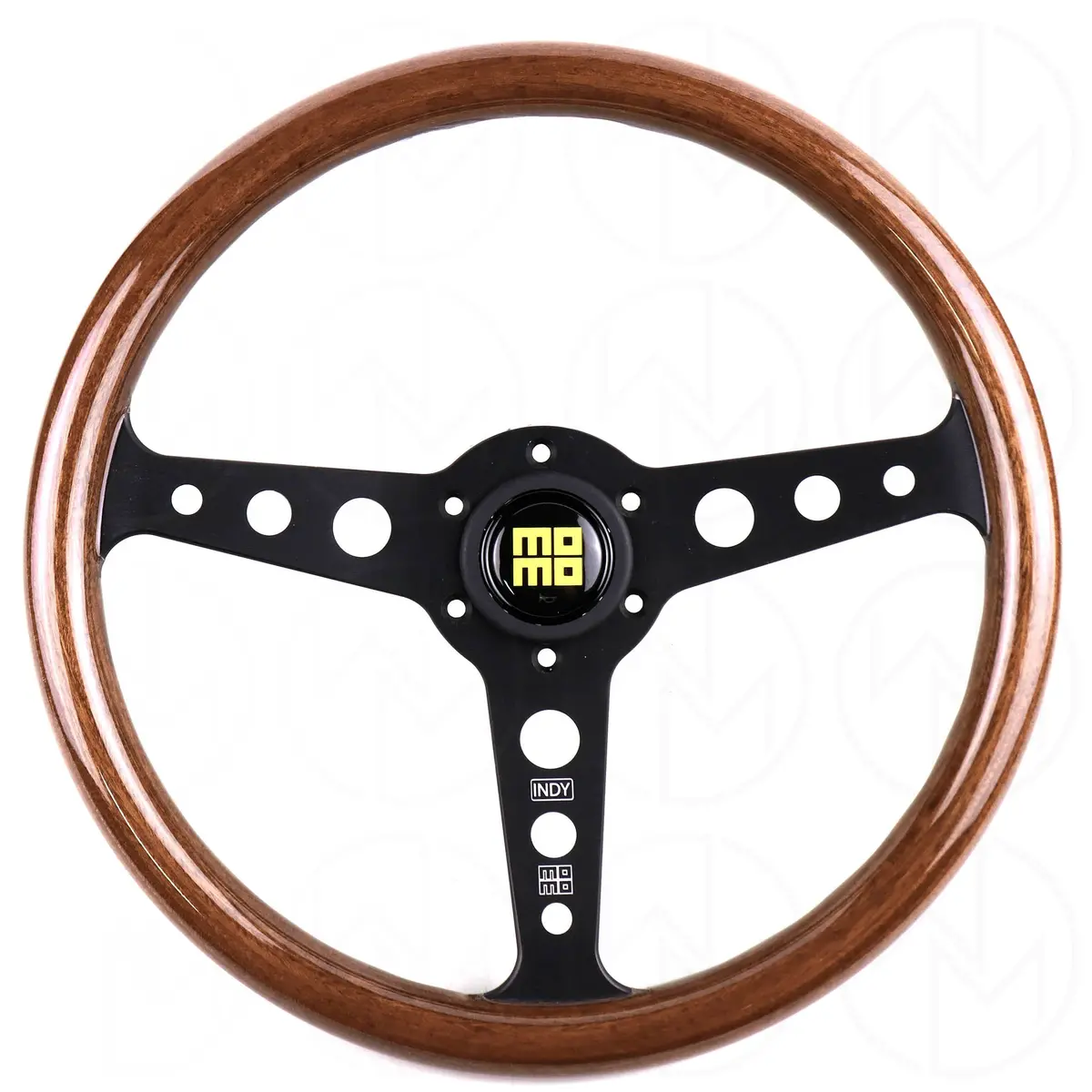 Momo Indy Mahogany Wood 350Mm Steering Wheel - Black Spokes 1