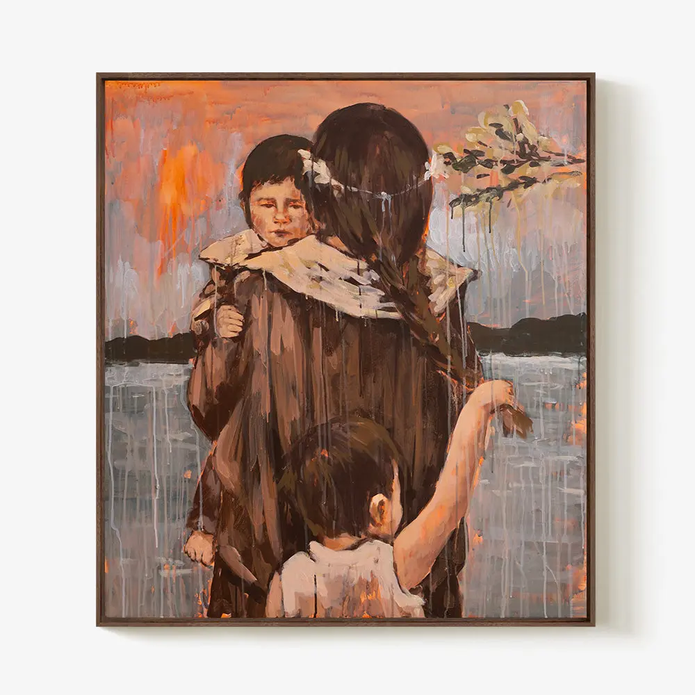 Mother And Children By Water 1