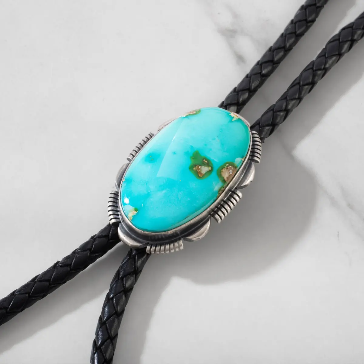 Rick Tolino Navajo Sonoran Gold Turquoise Usa Native American Made 925 Sterling Silver Bolo Tie 1