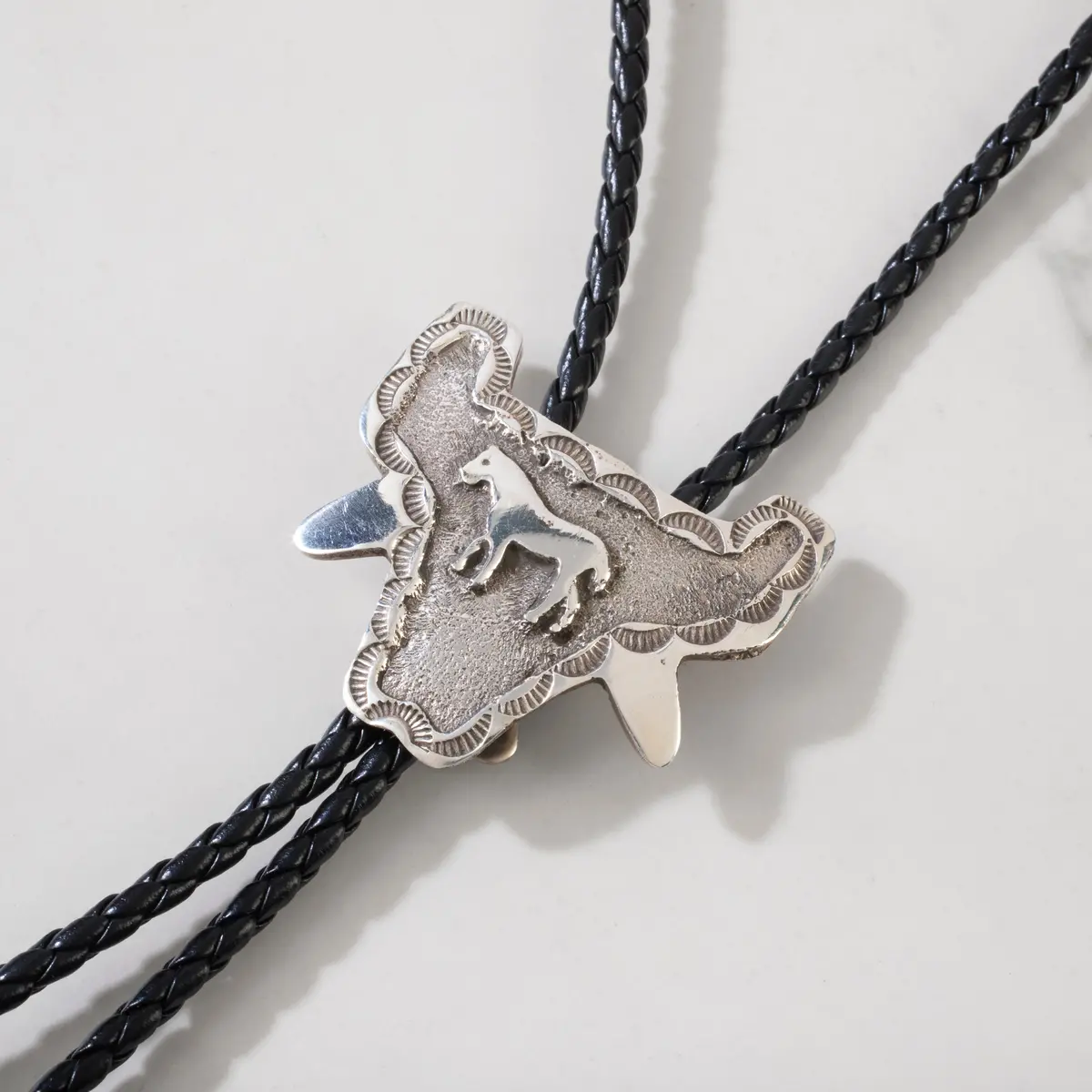 Emerson Kinsel Navajo Horse Usa Native American Made 925 Sterling Silver Bolo Tie 1