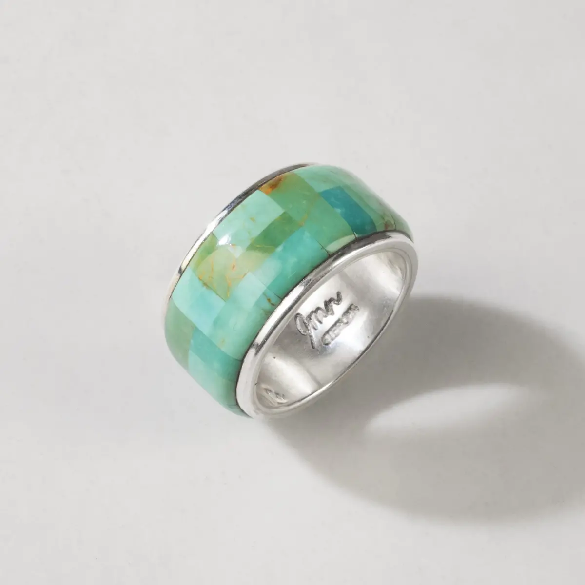 Kingman Turquoise Usa Native American Made 925 Sterling Silver Inlaid Ring 1