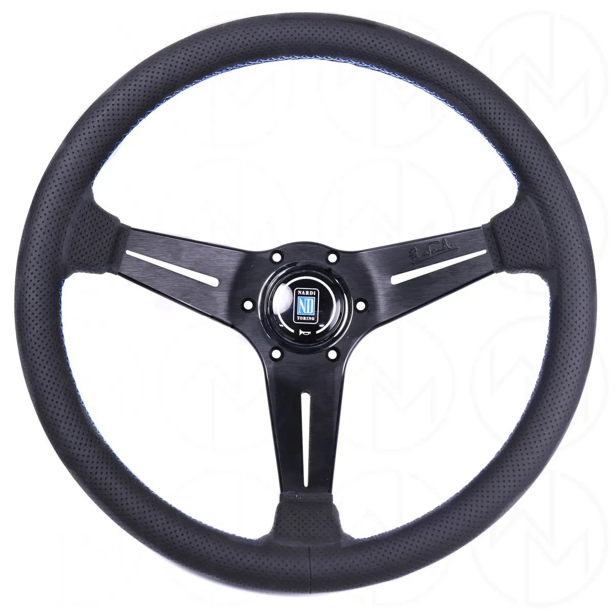 Nardi Sport Rally Deep Corn Steering Wheel - 350Mm Perforated Leather W/Blue Stitch 1