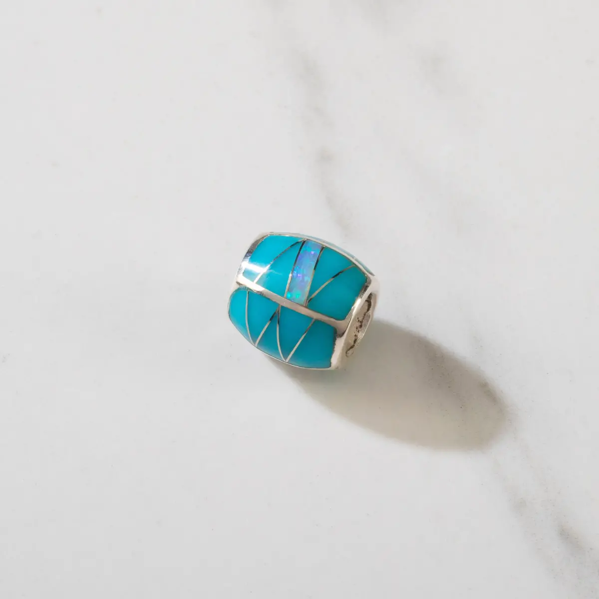 Turquoise Bead 925 Sterling Silver Usa Handmade Pendant With Opal Accent 1