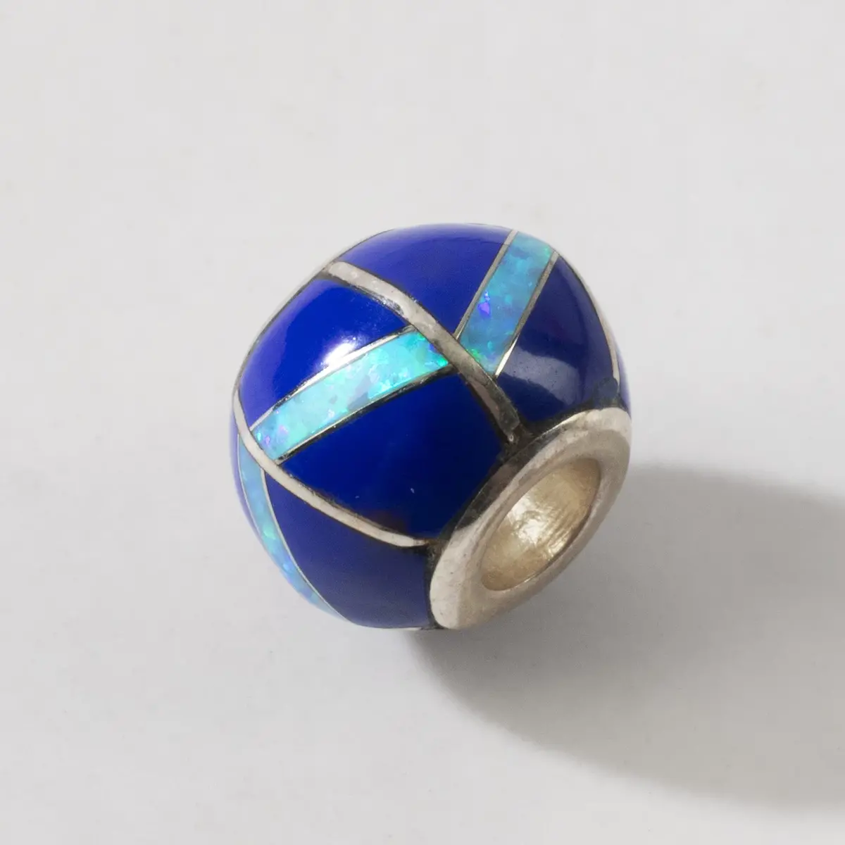 Lapis Bead 925 Sterling Silver Pendant Usa Handmade With Opal Accent 1