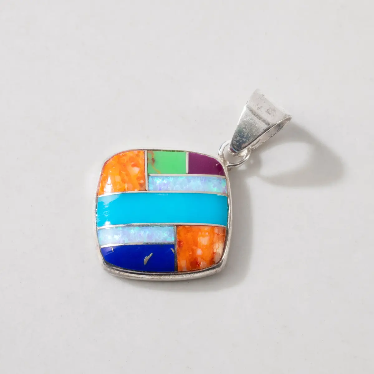 Multi Gemstone 925 Sterling Silver Pendant Usa Handmade With Opal Accent 1