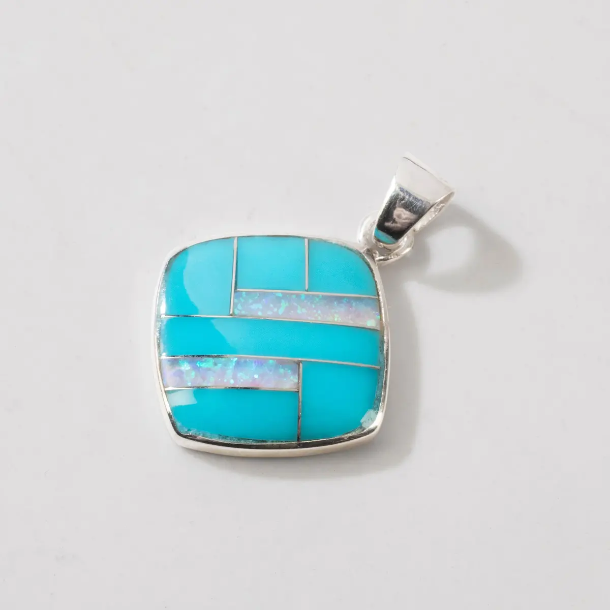 Turquoise 925 Sterling Silver Pendant Usa Handmade With Opal Accent 1