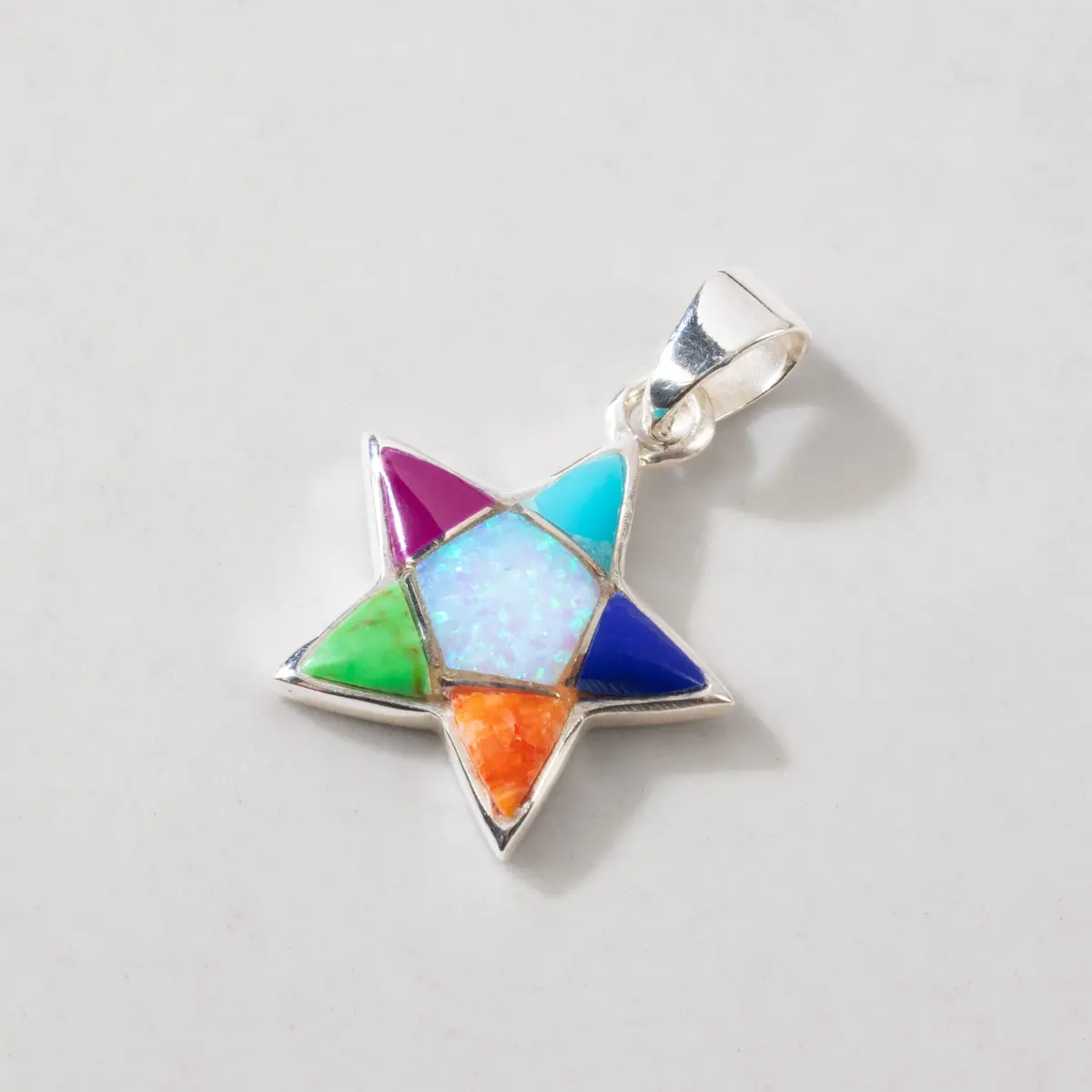 Multi Gemstone Star 925 Sterling Silver Pendant Usa Handmade With Opal Accent 1
