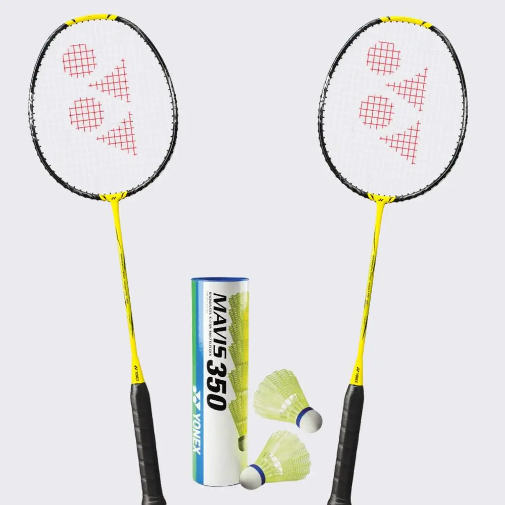 Yonex Badminton Combo Set (2 Nanoflare 1000 Play Rackets + 1 Tube Of Mavis 350 Shuttlecock) 1