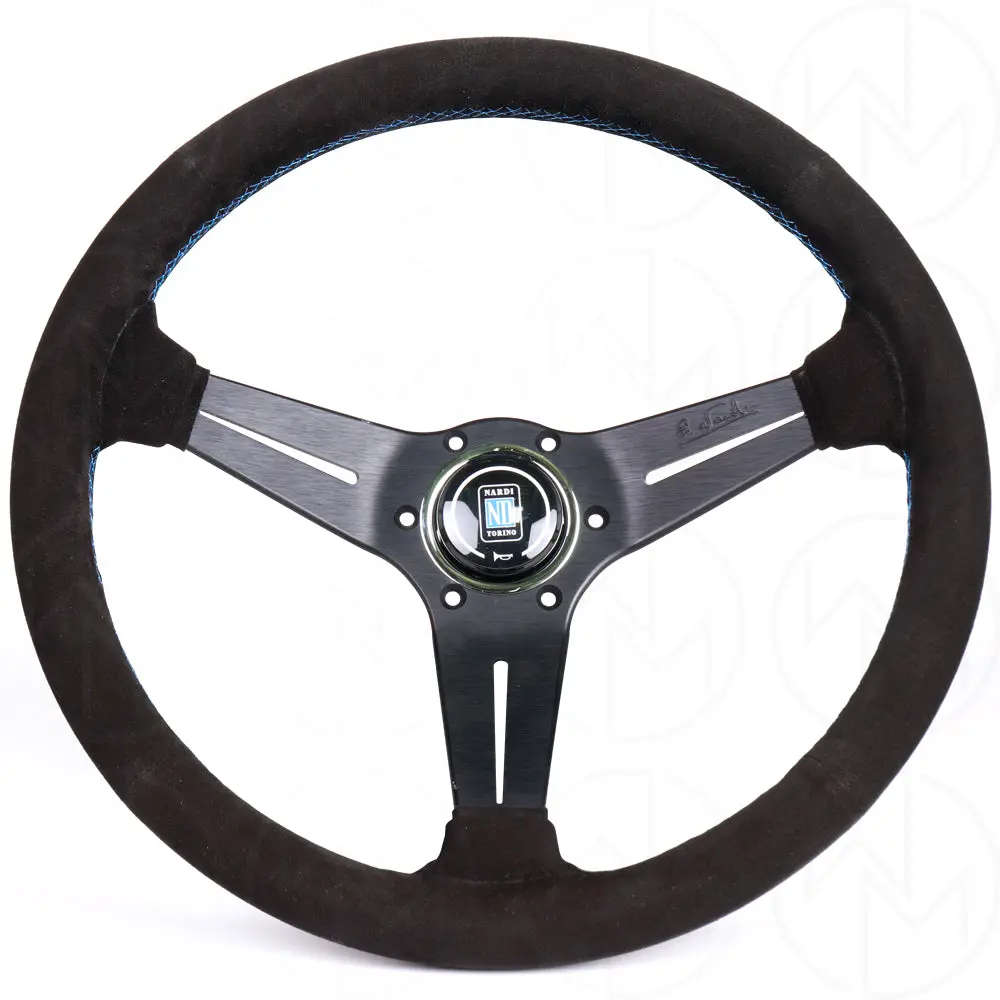 Nardi Sport Rally Deep Corn Steering Wheel - 350Mm Suede W/Blue Stitch 1