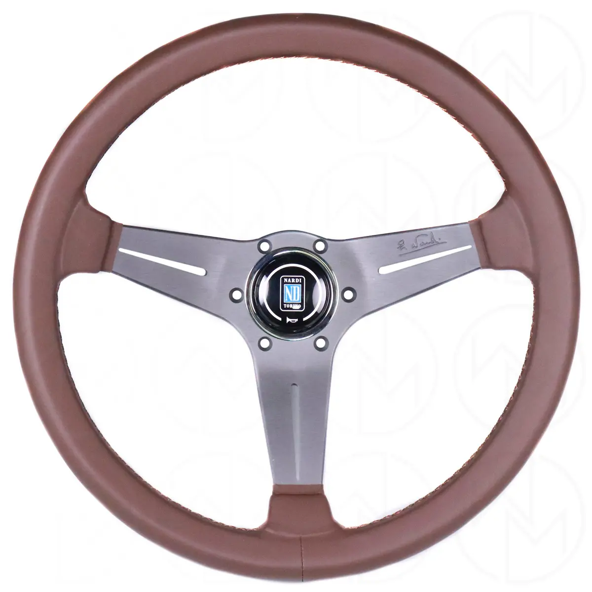 Nardi Deep Corn Revolution Brown Leather Steering Wheel - 350Mm 1