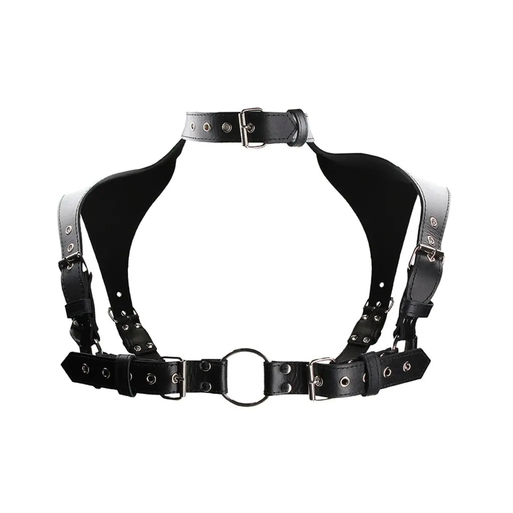 Men Harness With Neck Collar - One Size - Black 1