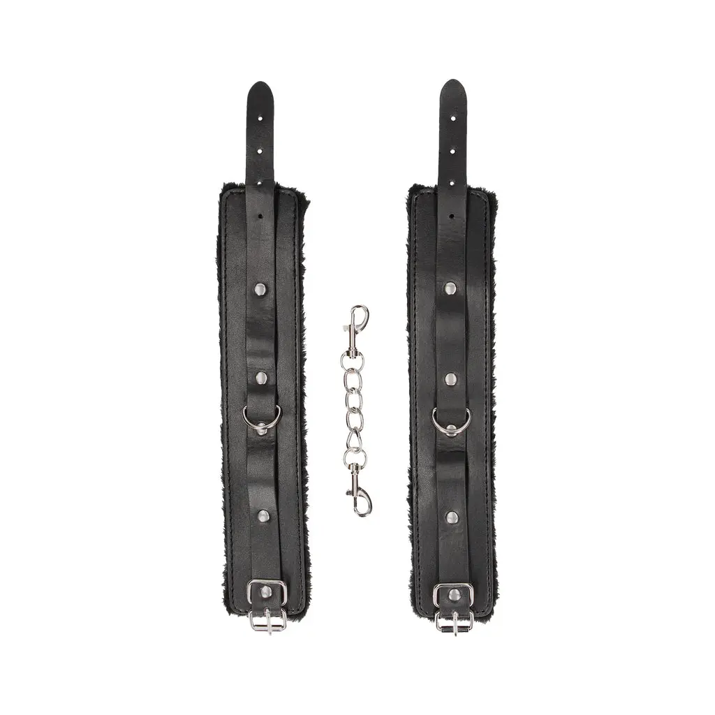 Plush Bonded Leather Ankle Cuffs - With Adjustable Straps 1