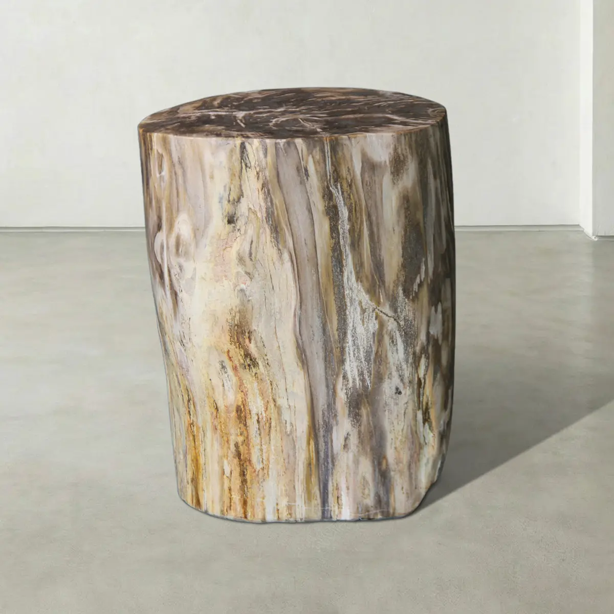 Natural Polished Petrified Wood Stool From Indonesia - 18" / 223 Lbs 1