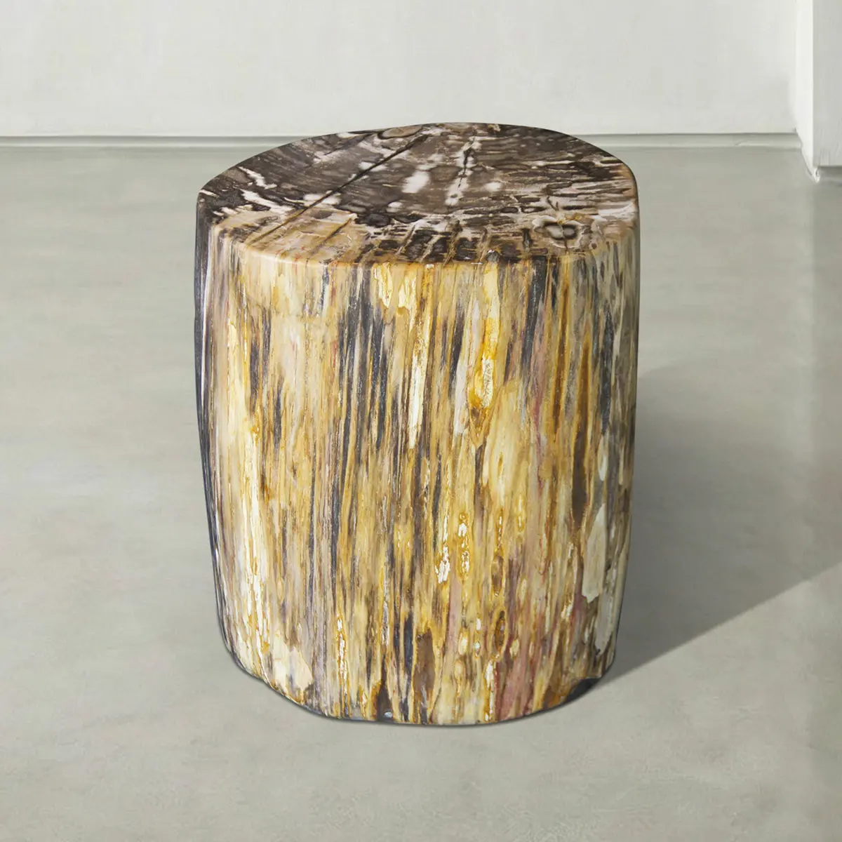 Natural Polished Petrified Wood Stool From Indonesia - 18" / 280 Lbs 1