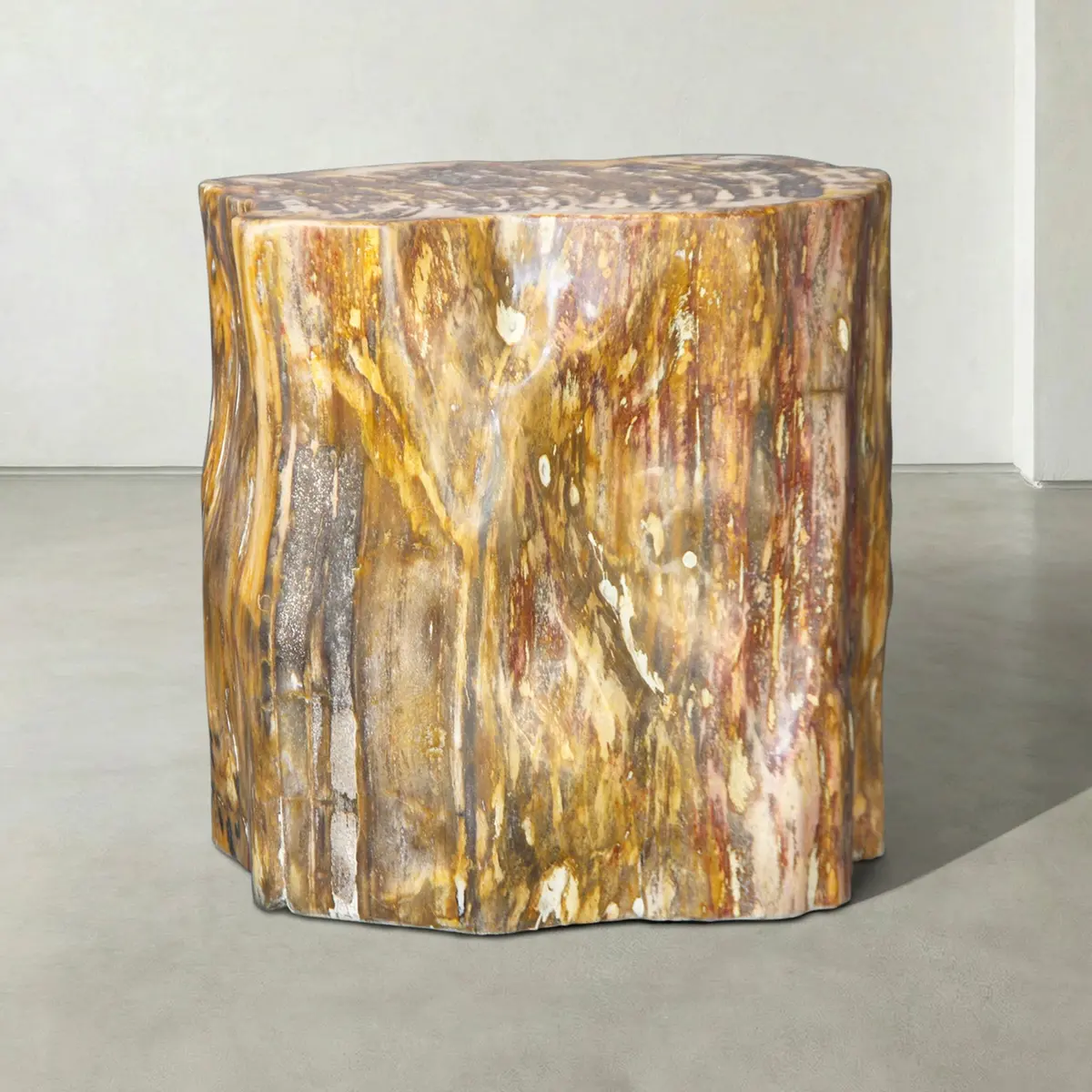 Natural Polished Petrified Wood Stool From Indonesia - 18" / 380 Lbs 1
