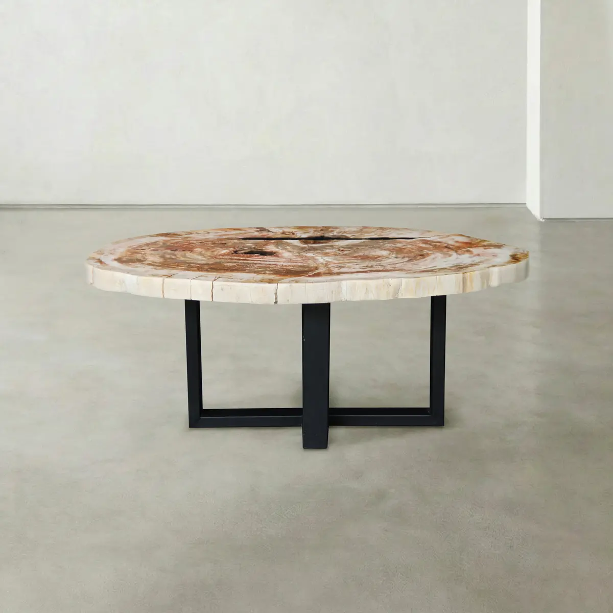 Natural Petrified Wood Round Slab Coffee Table From Indonesia - 39" / 88 Lbs 1