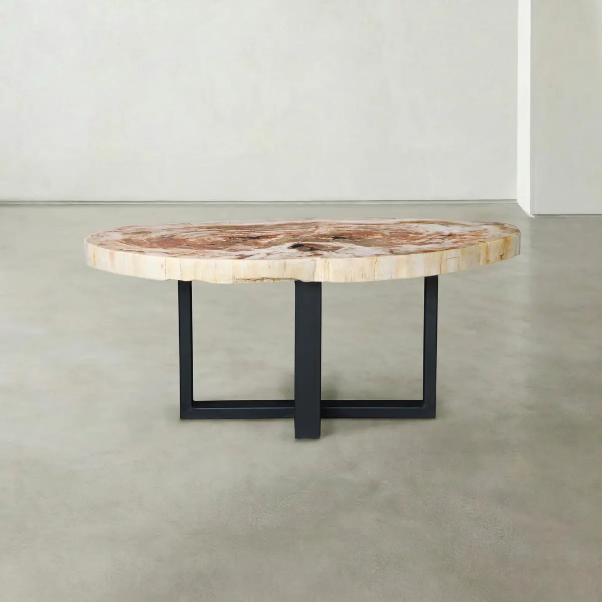 Natural Petrified Wood Round Slab Coffee Table From Indonesia - 39" / 102 Lbs 1
