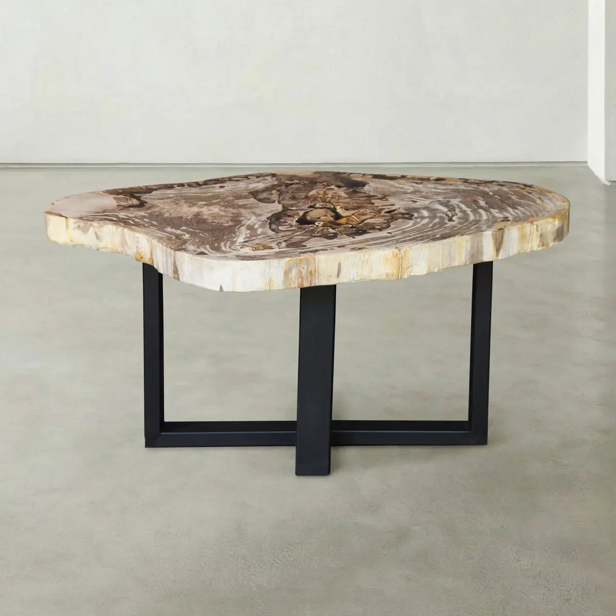 Natural Petrified Wood Round Slab Coffee Table From Indonesia - 35" / 106 Lbs 1