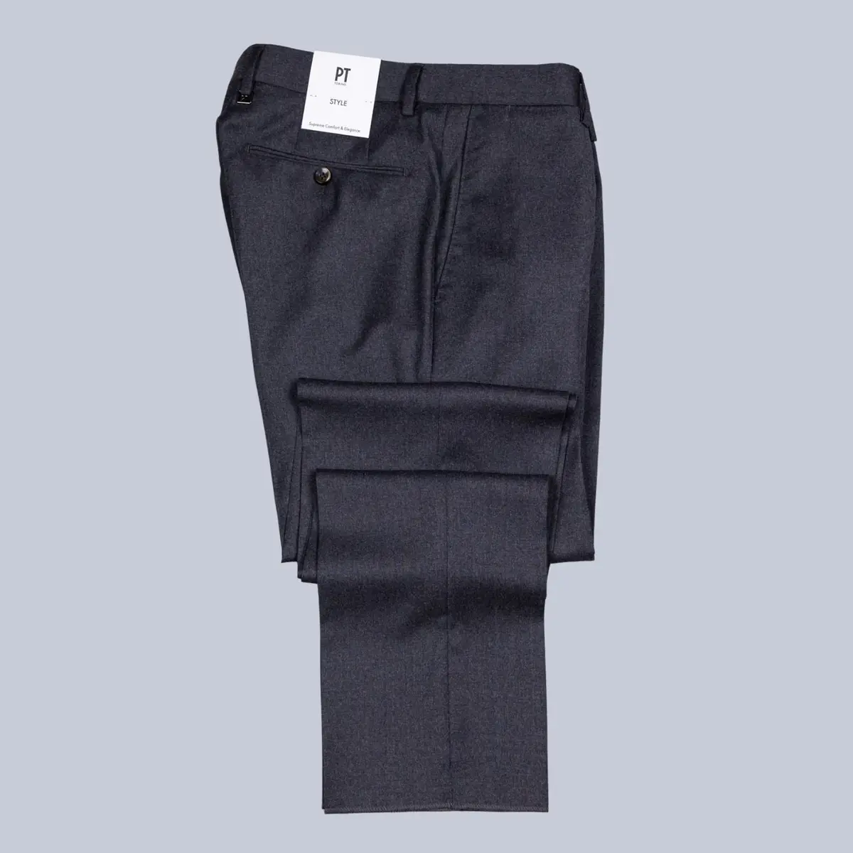 Charcoal Grey Worsted Wool Flannel Trousers 1