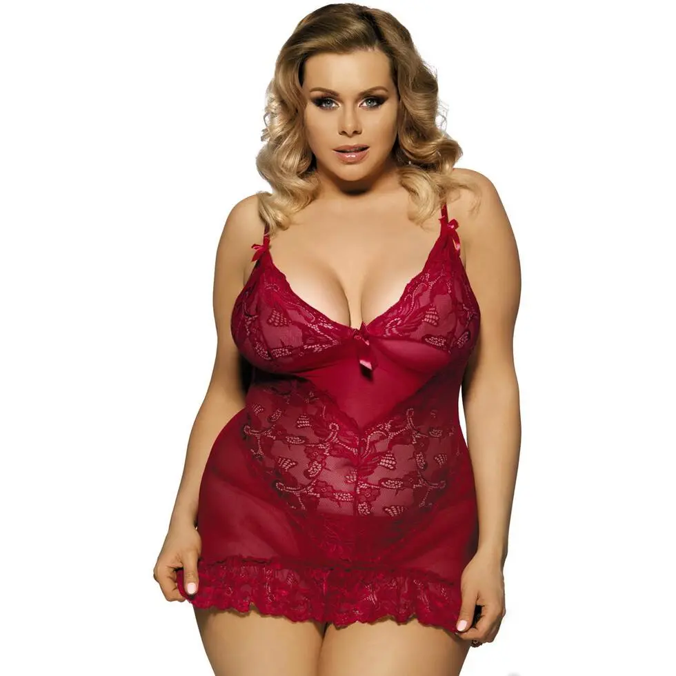 Aubrey Deep V Chemise - Red 1