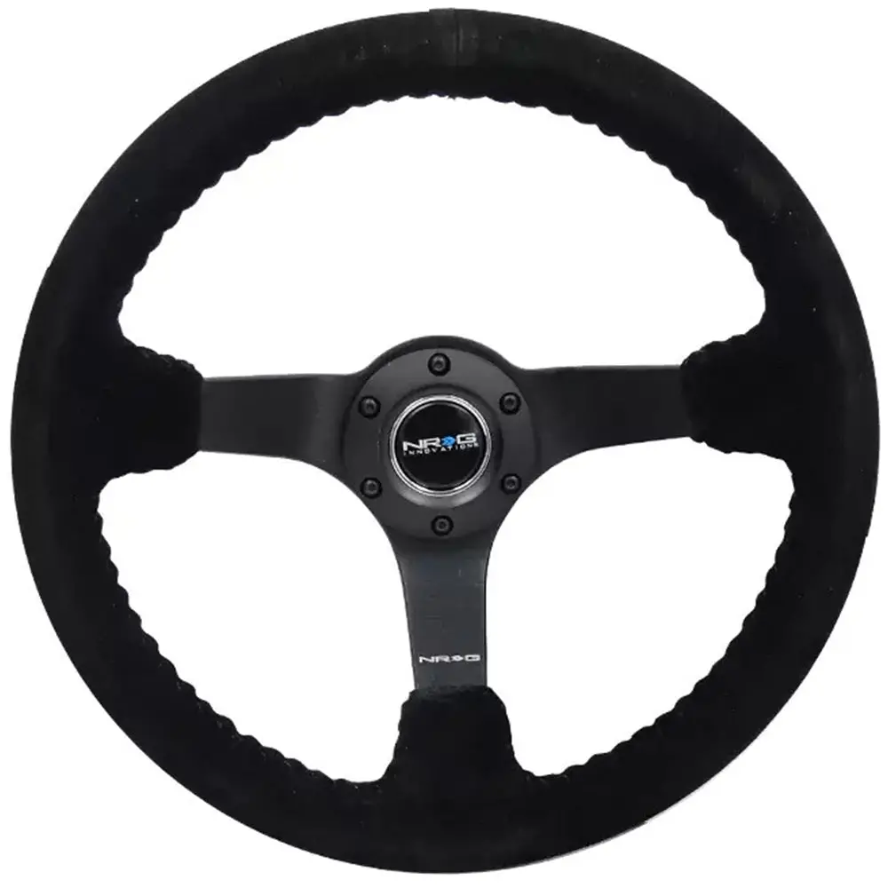 Nrg Odi Signature Sport Steering Wheel - 350Mm Suede W/Solid Spoke & Baseball Black Stitch 1