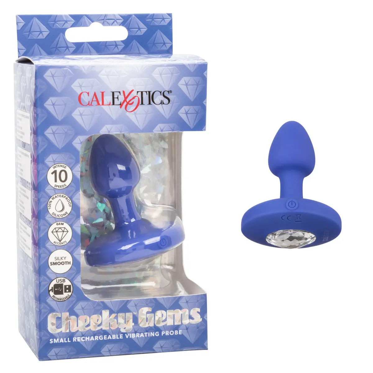 Cheeky Gems™ Small Rechargeable Vibrating Probe - Blue 2