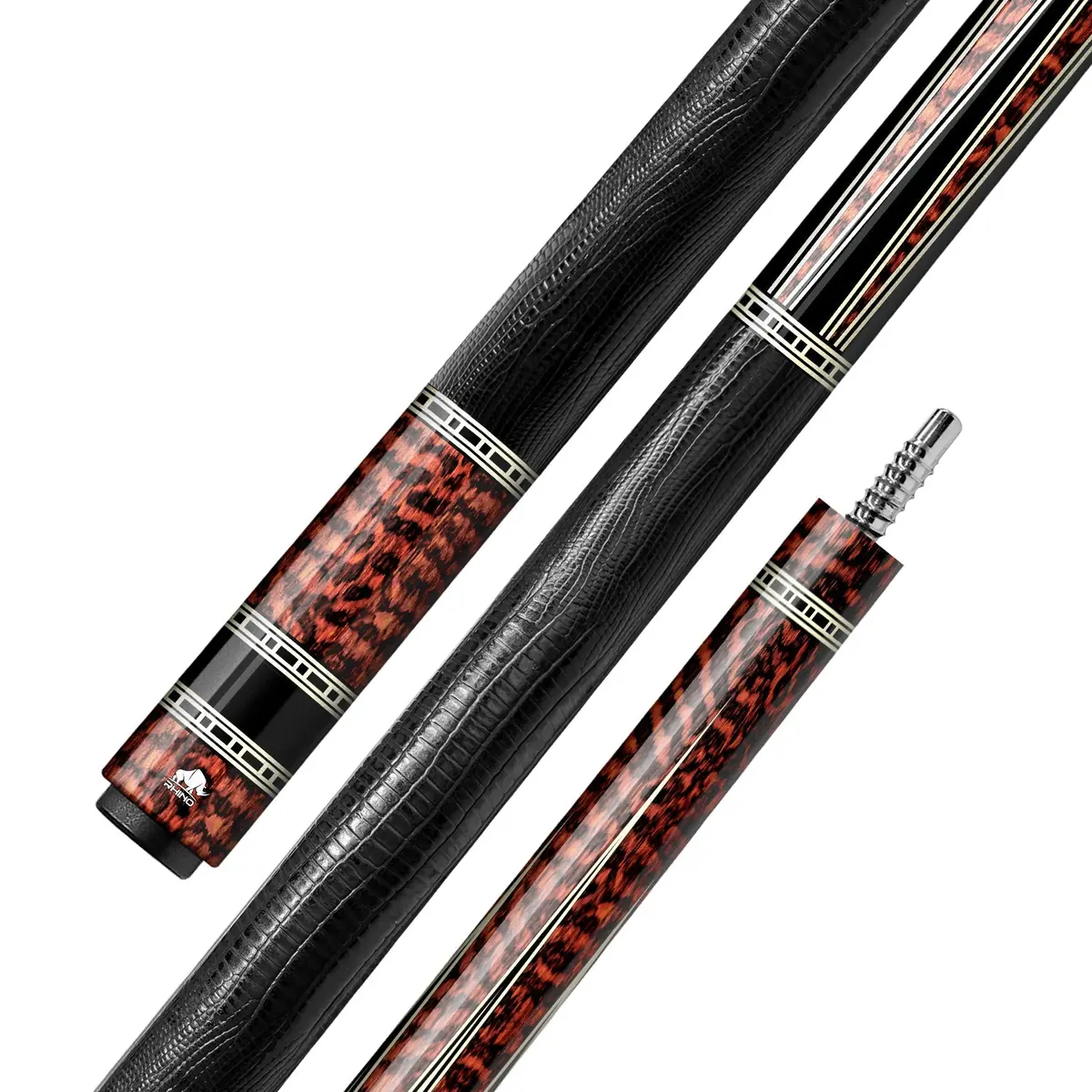 Rhino Retrô Cue Butt - Snake - Lizard Embossed Microfiber Leather Wrap & Point 1