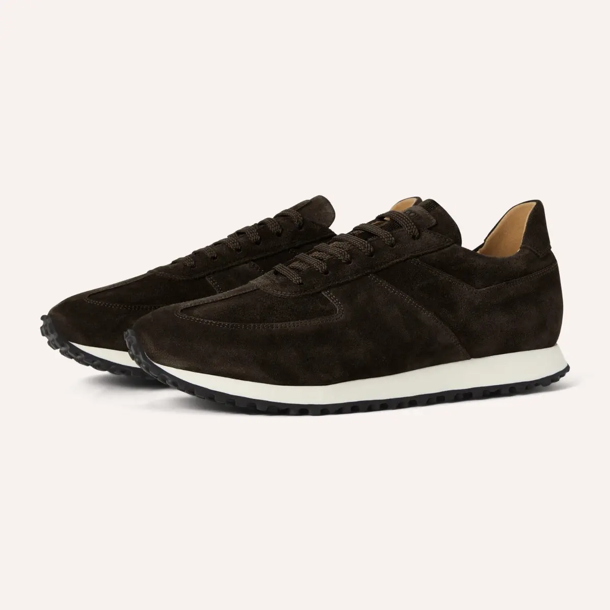 Dark Brown Stride Suede Sneakers 1