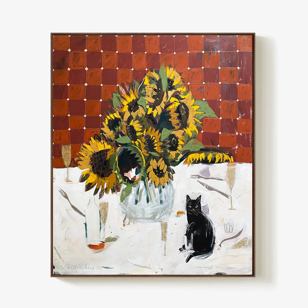 Sunflowers And The Cat 1