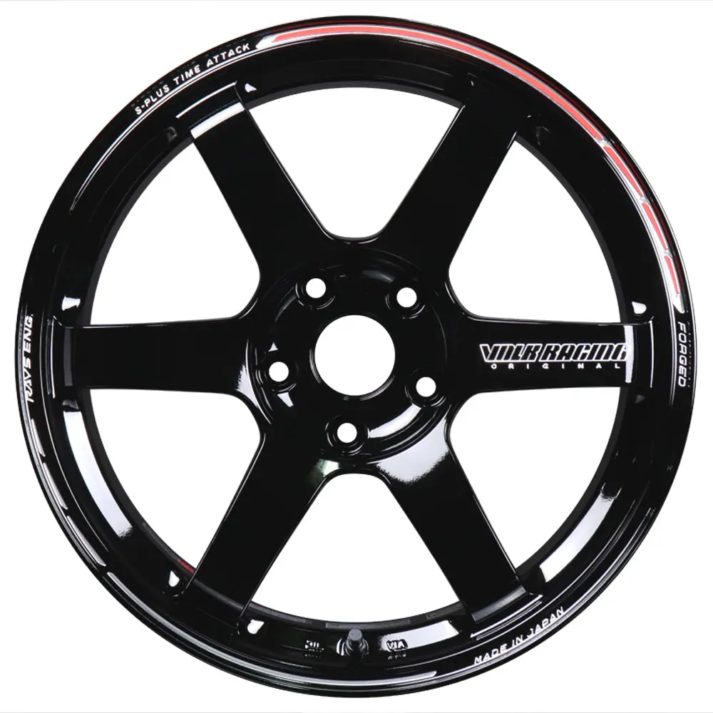 Volk Racing Te37 Saga S-Plus Time Attack Wheels - Black/Redot / 18X9.5 / 5X120 / +38 1