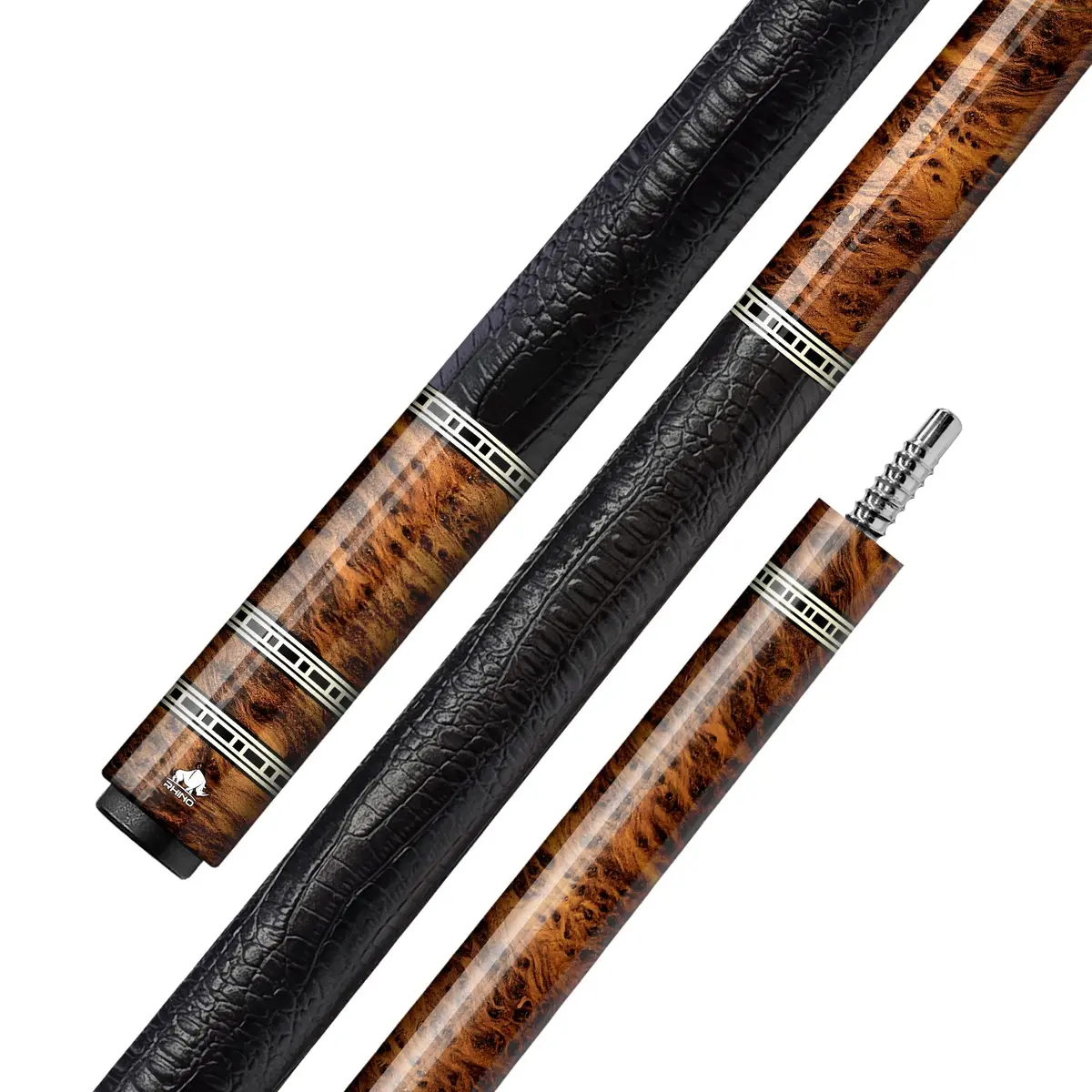 Rhino Retrô Cue Butt - Thuya - Crocodile Embossed Microfiber Leather Wrap 1